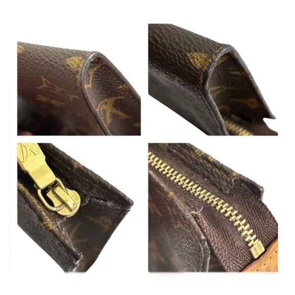 Vintage LOUIS VUITTON Monogram Women’s Bucket Pouch GM Brown, Beige Authentic - Picture 12 of 17